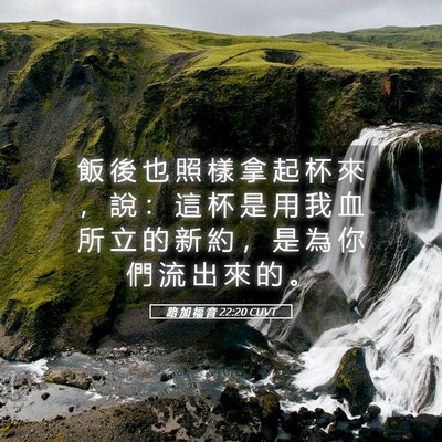 Picture 05 - 路 加 福 音 22:20 CUVT - 飯 後 也 照 樣 拿 起 杯 來 ， 說 ： - Bible Verse Picture