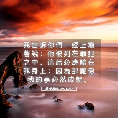 Picture 05 - 路 加 福 音 22:37 CUVT - 我 告 訴 你 們 ， 經 上 寫 著 說 ： - Bible Verse Picture