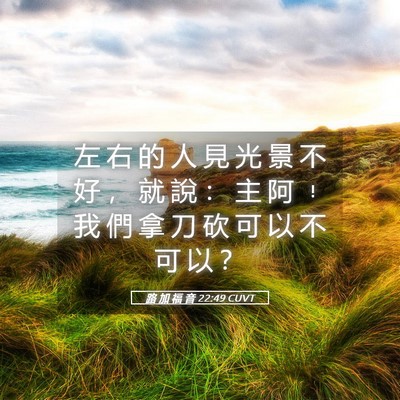 Picture 05 - 路 加 福 音 22:49 CUVT - 左 右 的 人 見 光 景 不 好 ， 就 說 - Bible Verse Picture