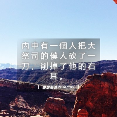 Picture 05 - 路 加 福 音 22:50 CUVT - 內 中 有 一 個 人 把 大 祭 司 的 僕 - Bible Verse Picture