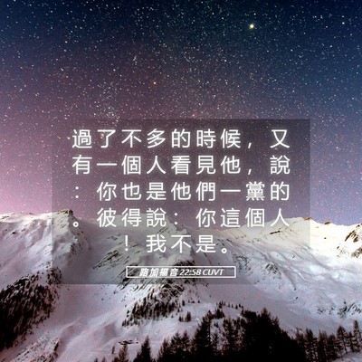 Picture 05 - 路 加 福 音 22:58 CUVT - 過 了 不 多 的 時 候 ， 又 有 一 個 - Bible Verse Picture