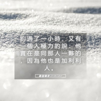 Picture 05 - 路 加 福 音 22:59 CUVT - 約 過 了 一 小 時 ， 又 有 一 個 人 - Bible Verse Picture