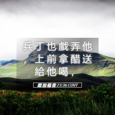 Picture 05 - 路 加 福 音 23:36 CUVT - 兵 丁 也 戲 弄 他 ， 上 前 拿 醋 送 - Bible Verse Picture