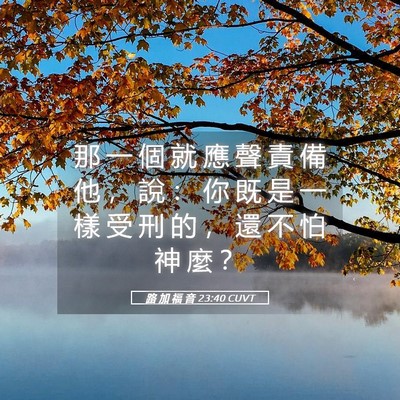 Picture 05 - 路 加 福 音 23:40 CUVT - 那 一 個 就 應 聲 責 備 他 ， 說 ： - Bible Verse Picture