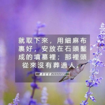 Picture 05 - 路 加 福 音 23:53 CUVT - 就 取 下 來 ， 用 細 麻 布 裹 好 ， - Bible Verse Picture