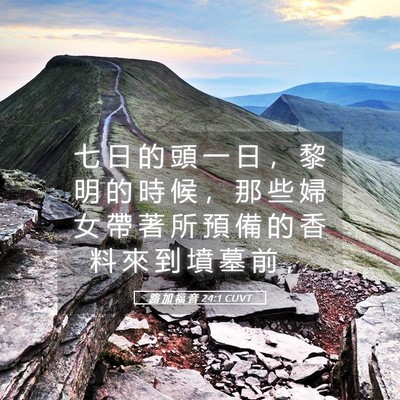 Picture 05 - 路 加 福 音 24:1 CUVT - 七 日 的 頭 一 日 ， 黎 明 的 時 候 - Bible Verse Picture