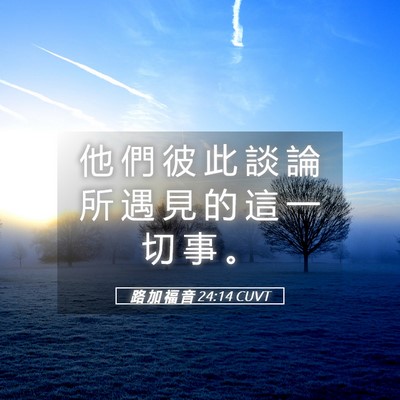 Picture 05 - 路 加 福 音 24:14 CUVT - 他 們 彼 此 談 論 所 遇 見 的 這 一 - Bible Verse Picture