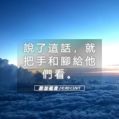 Picture 05 - 路 加 福 音 24:40 CUVT - 說 了 這 話 ， 就 把 手 和 腳 給 他 - Bible Verse Picture