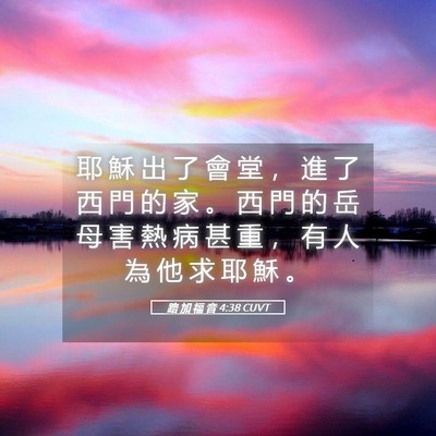 Picture 05 - 路 加 福 音 4:38 CUVT - 耶 穌 出 了 會 堂 ， 進 了 西 門 的 - Bible Verse Picture