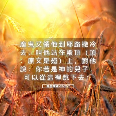 Picture 05 - 路 加 福 音 4:9 CUVT - 魔 鬼 又 領 他 到 耶 路 撒 冷 去 ， - Bible Verse Picture