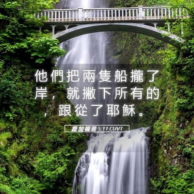Picture 05 - 路 加 福 音 5:11 CUVT - 他 們 把 兩 隻 船 攏 了 岸 ， 就 撇 - Bible Verse Picture