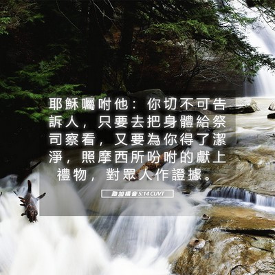 Picture 05 - 路 加 福 音 5:14 CUVT - 耶 穌 囑 咐 他 ： 你 切 不 可 告 訴 - Bible Verse Picture