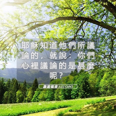Picture 05 - 路 加 福 音 5:22 CUVT - 耶 穌 知 道 他 們 所 議 論 的 ， 就 - Bible Verse Picture