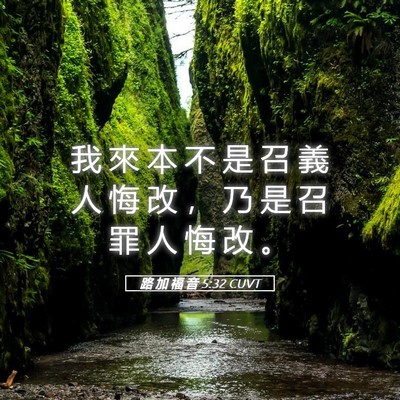 Picture 05 - 路 加 福 音 5:32 CUVT - 我 來 本 不 是 召 義 人 悔 改 ， 乃 - Bible Verse Picture
