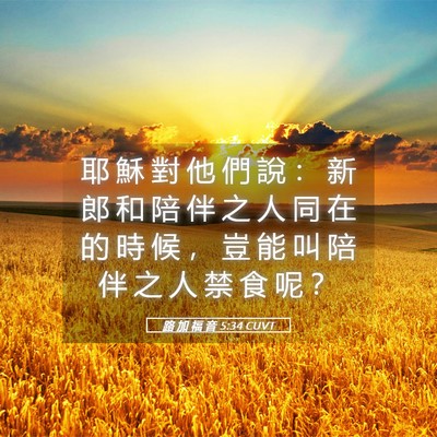 Picture 05 - 路 加 福 音 5:34 CUVT - 耶 穌 對 他 們 說 ： 新 郎 和 陪 伴 - Bible Verse Picture