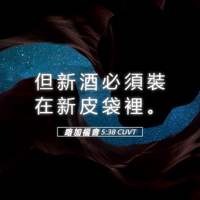 Picture 05 - 路 加 福 音 5:38 CUVT - 但 新 酒 必 須 裝 在 新 皮 袋 裡 - Bible Verse Picture