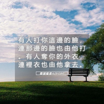 Picture 05 - 路 加 福 音 6:29 CUVT - 有 人 打 你 這 邊 的 臉 ， 連 那 邊 - Bible Verse Picture