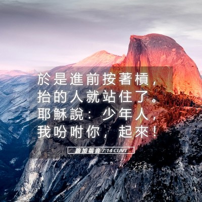 Picture 05 - 路 加 福 音 7:14 CUVT - 於 是 進 前 按 著 槓 ， 抬 的 人 就 - Bible Verse Picture