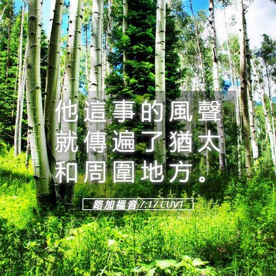 Picture 05 - 路 加 福 音 7:17 CUVT - 他 這 事 的 風 聲 就 傳 遍 了 猶 太 - Bible Verse Picture
