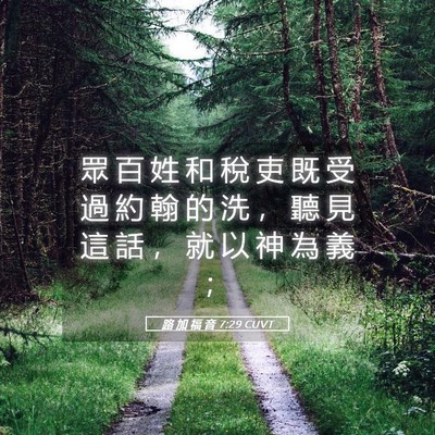 Picture 05 - 路 加 福 音 7:29 CUVT - 眾 百 姓 和 稅 吏 既 受 過 約 翰 的 - Bible Verse Picture