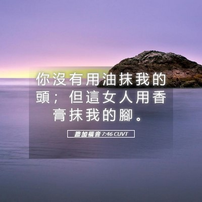 Picture 05 - 路 加 福 音 7:46 CUVT - 你 沒 有 用 油 抹 我 的 頭 ； 但 這 - Bible Verse Picture