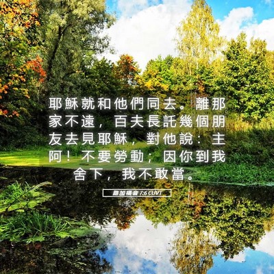 Picture 05 - 路 加 福 音 7:6 CUVT - 耶 穌 就 和 他 們 同 去 。 離 那 家 - Bible Verse Picture