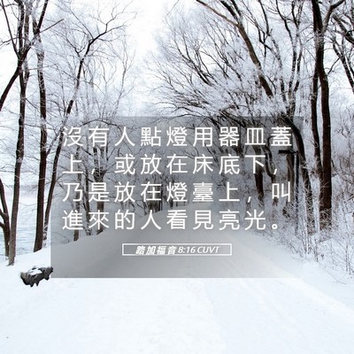 Picture 05 - 路 加 福 音 8:16 CUVT - 沒 有 人 點 燈 用 器 皿 蓋 上 ， 或 - Bible Verse Picture
