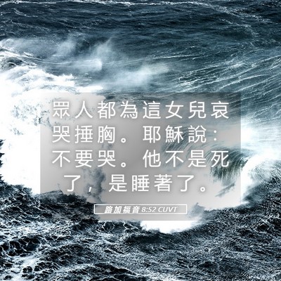 Picture 05 - 路 加 福 音 8:52 CUVT - 眾 人 都 為 這 女 兒 哀 哭 捶 胸 。 - Bible Verse Picture