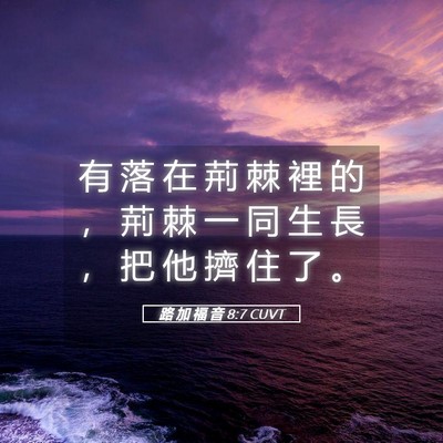 Picture 05 - 路 加 福 音 8:7 CUVT - 有 落 在 荊 棘 裡 的 ， 荊 棘 一 同 - Bible Verse Picture