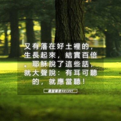 Picture 05 - 路 加 福 音 8:8 CUVT - 又 有 落 在 好 土 裡 的 ， 生 長 起 - Bible Verse Picture
