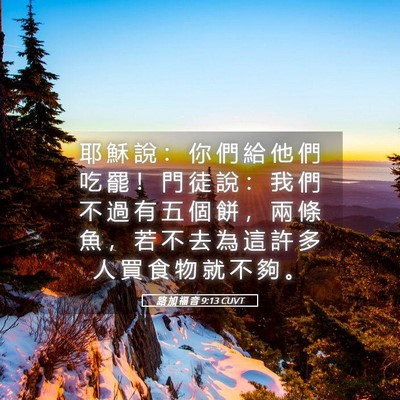 Picture 05 - 路 加 福 音 9:13 CUVT - 耶 穌 說 ： 你 們 給 他 們 吃 罷 ！ - Bible Verse Picture
