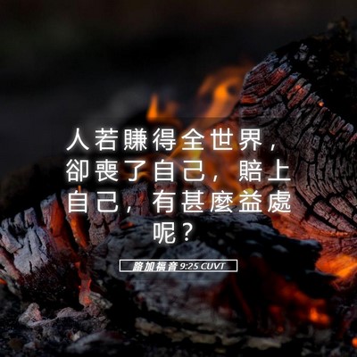 Picture 05 - 路 加 福 音 9:25 CUVT - 人 若 賺 得 全 世 界 ， 卻 喪 了 自 - Bible Verse Picture