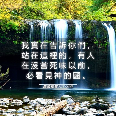 Picture 05 - 路 加 福 音 9:27 CUVT - 我 實 在 告 訴 你 們 ， 站 在 這 裡 - Bible Verse Picture