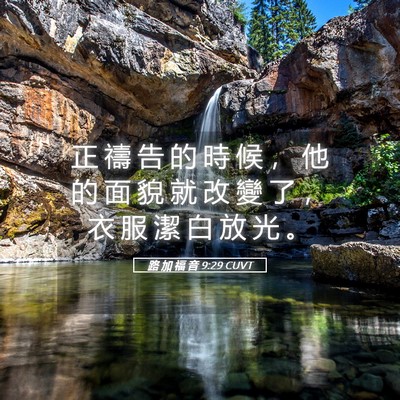 Picture 05 - 路 加 福 音 9:29 CUVT - 正 禱 告 的 時 候 ， 他 的 面 貌 就 - Bible Verse Picture