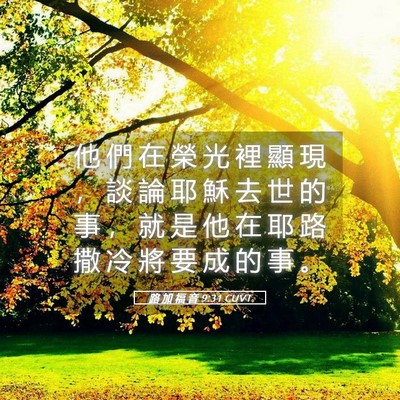 Picture 05 - 路 加 福 音 9:31 CUVT - 他 們 在 榮 光 裡 顯 現 ， 談 論 耶 - Bible Verse Picture