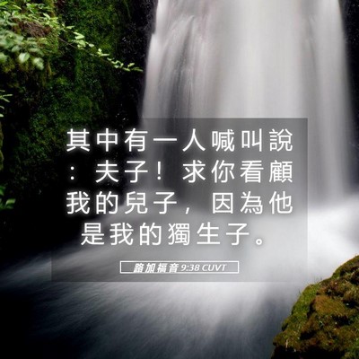 Picture 05 - 路 加 福 音 9:38 CUVT - 其 中 有 一 人 喊 叫 說 ： 夫 子 ！ - Bible Verse Picture