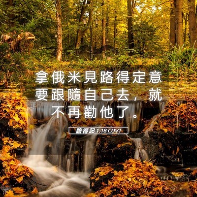 Picture 05 - 路 得 記 1:18 CUVT - 拿 俄 米 見 路 得 定 意 要 跟 隨 自 - Bible Verse Picture