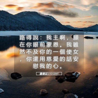 Picture 05 - 路 得 記 2:13 CUVT - 路 得 說 ： 我 主 啊 ， 願 在 你 眼 - Bible Verse Picture