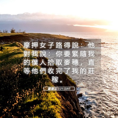 Picture 05 - 路 得 記 2:21 CUVT - 摩 押 女 子 路 得 說 ： 他 對 我 說 - Bible Verse Picture