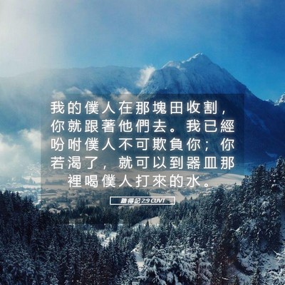 Picture 05 - 路 得 記 2:9 CUVT - 我 的 僕 人 在 那 塊 田 收 割 ， 你 - Bible Verse Picture