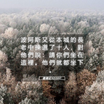 Picture 05 - 路 得 記 4:2 CUVT - 波 阿 斯 又 從 本 城 的 長 老 中 揀 - Bible Verse Picture
