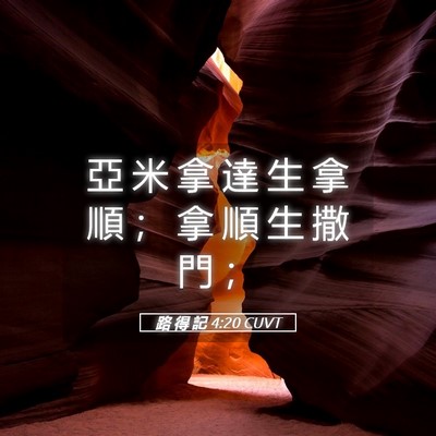 Picture 05 - 路 得 記 4:20 CUVT - 亞 米 拿 達 生 拿 順 ； 拿 順 生 撒 - Bible Verse Picture