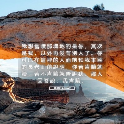 Picture 05 - 路 得 記 4:4 CUVT - 我 想 當 贖 那 塊 地 的 是 你 ， 其 - Bible Verse Picture