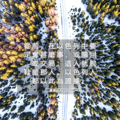 Picture 05 - 路 得 記 4:7 CUVT - 從 前 ， 在 以 色 列 中 要 定 奪 甚 - Bible Verse Picture
