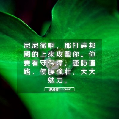 Picture 05 - 那 鴻 書 2:1 CUVT - 尼 尼 微 啊 ， 那 打 碎 邦 國 的 上 - Bible Verse Picture