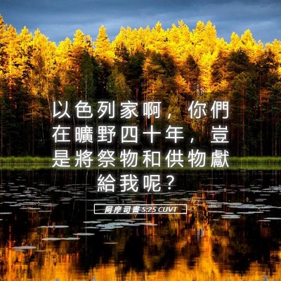 Picture 05 - 阿 摩 司 書 5:25 CUVT - 以 色 列 家 啊 ， 你 們 在 曠 野 四 - Bible Verse Picture