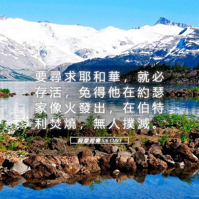 Picture 05 - 阿 摩 司 書 5:6 CUVT - 要 尋 求 耶 和 華 ， 就 必 存 活 ， - Bible Verse Picture