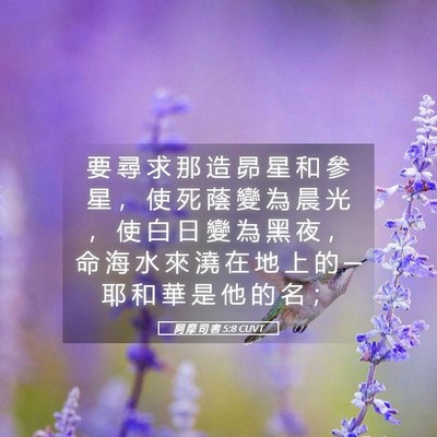 Picture 05 - 阿 摩 司 書 5:8 CUVT - 要 尋 求 那 造 昴 星 和 參 星 ， 使 - Bible Verse Picture