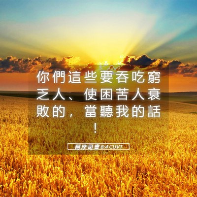 Picture 05 - 阿 摩 司 書 8:4 CUVT - 你 們 這 些 要 吞 吃 窮 乏 人 、 使 - Bible Verse Picture