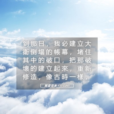 Picture 05 - 阿 摩 司 書 9:11 CUVT - 到 那 日 ， 我 必 建 立 大 衛 倒 塌 - Bible Verse Picture